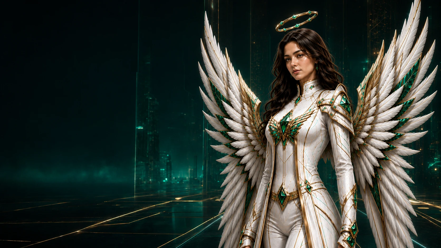 Kainat Shakir represented as an emerald and gold digital guardian